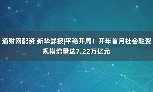 通财网配资 新华鲜报|平稳开局!开年首月社会融资规模增量达7.22万亿元